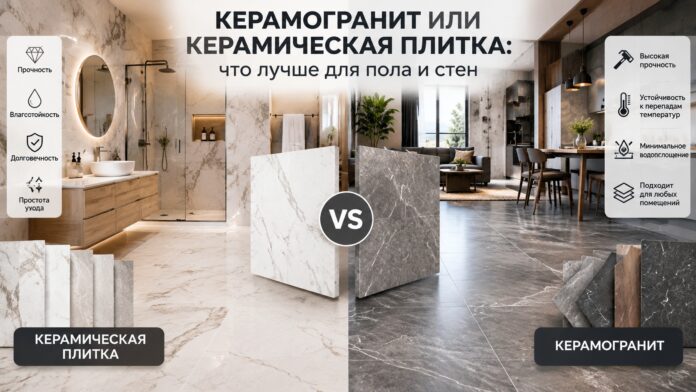 Керамогранит или керамическая плитка: что лучше выбрать для пола и стен