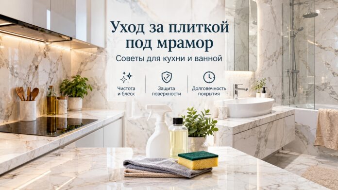 Уход за плиткой под мрамор: советы для кухни и ванной